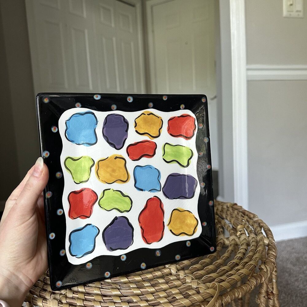 Alexis Ink Artwork - Dessert Plate Abstract Art Colorful Hand Painted